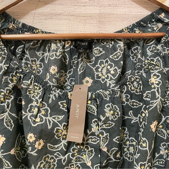NWT J. Crew Gathered Scoopneck Top Blouse Vintage Vines - Picture 2 of 4